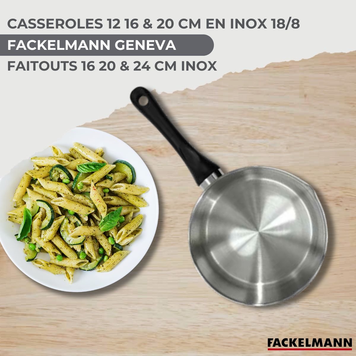3 faitouts 16/20/24cm + 3 casseroles 12/16/20cm BRILLANT inox|noir, FACKELMANN