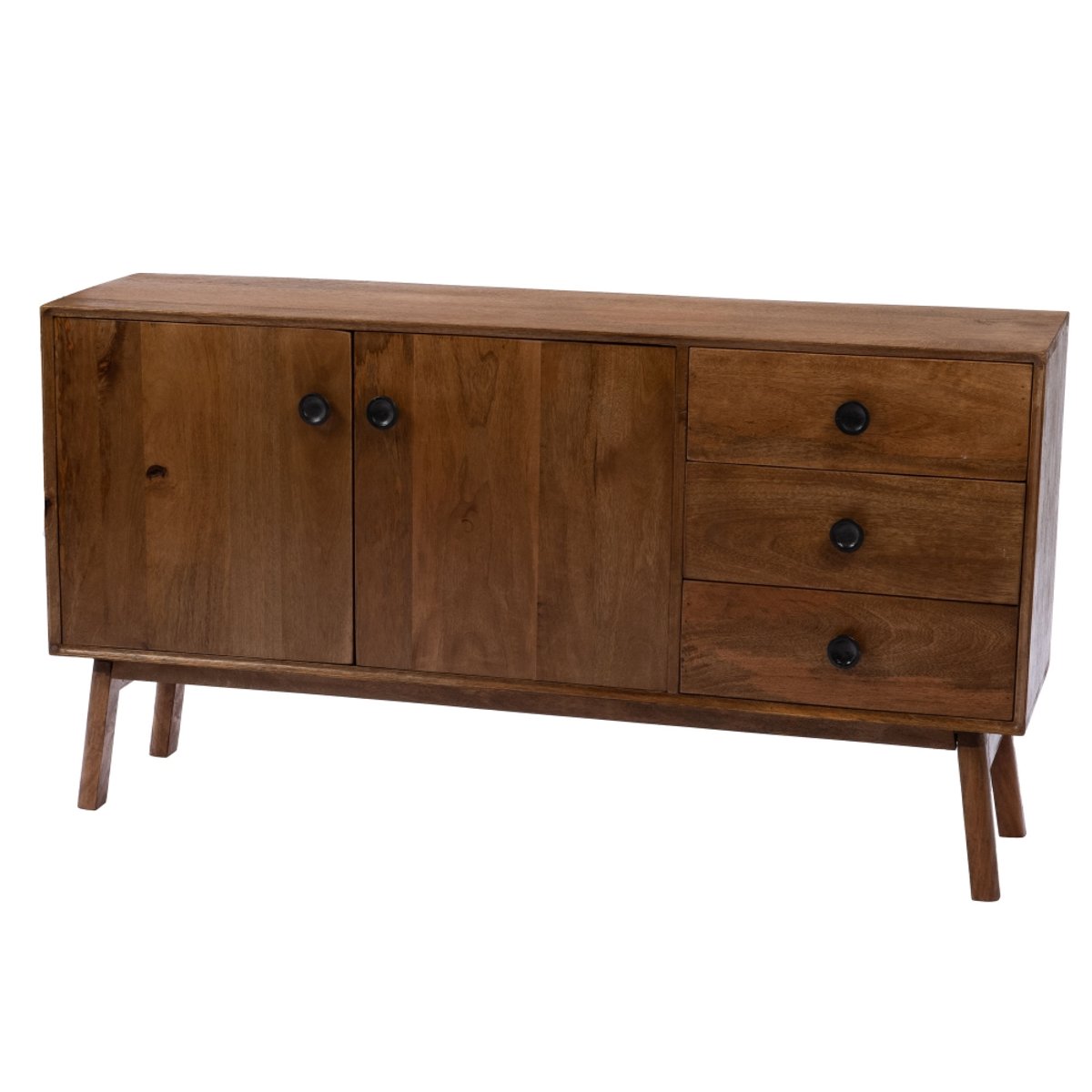 Buffet 2 portes 3 tiroirs en manguier L150 cm Authentique marron, AMADEUS