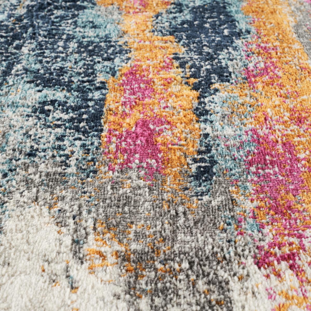Tapis art abstrait - LYN3 DESI Couleurs vives bleu, rose, multicolore, UN AMOUR DE TAPIS