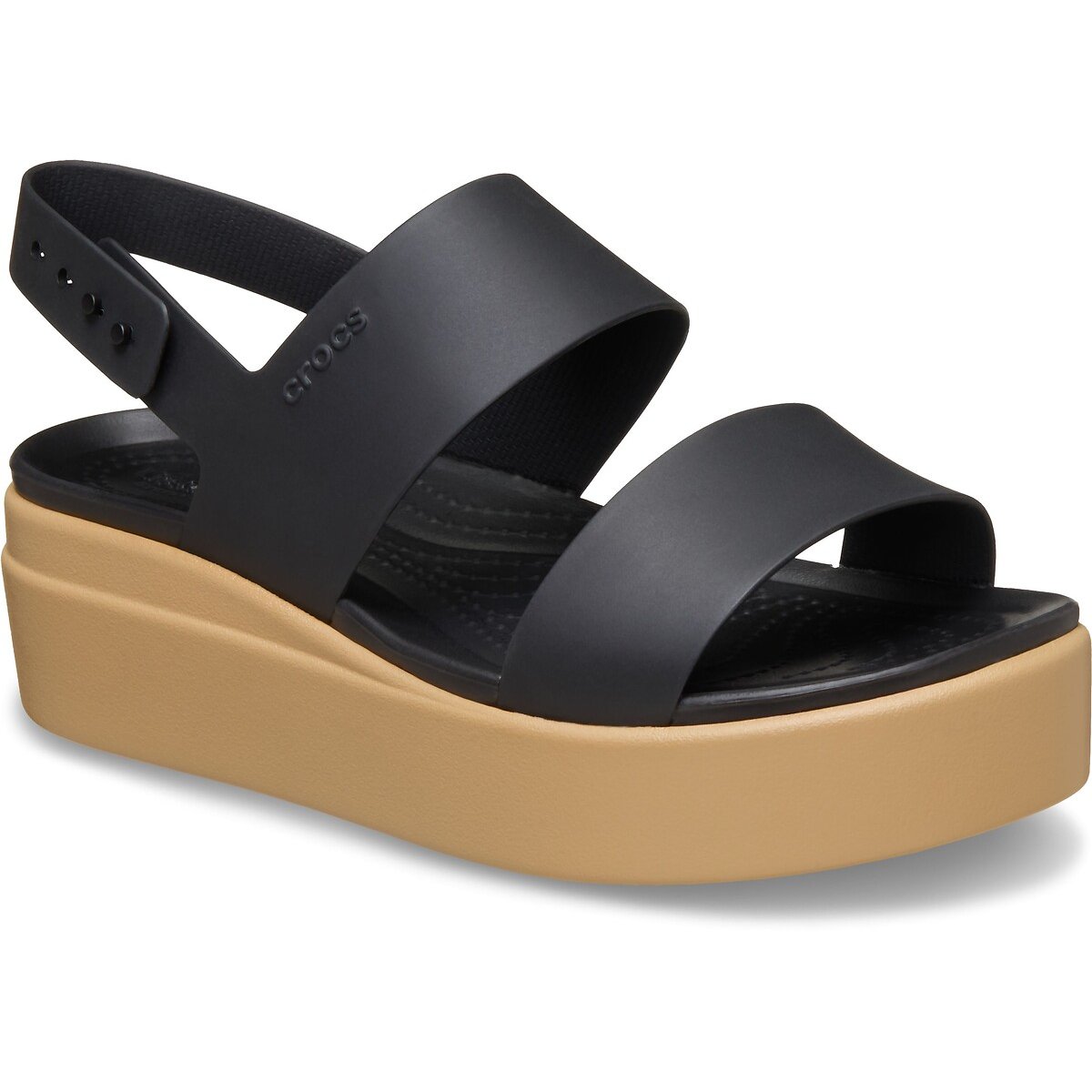 Sandálias compensadas, Brooklyn preto/camel, CROCS