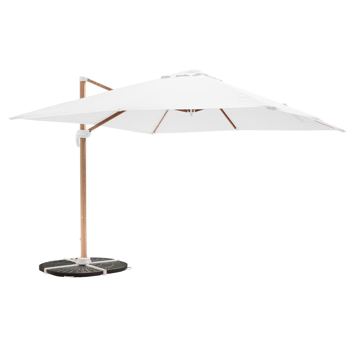 Parasol déporté 3 x 3m inclinable rotatif et 4 dalles lestées, BRESCIA ecru, OVIALA