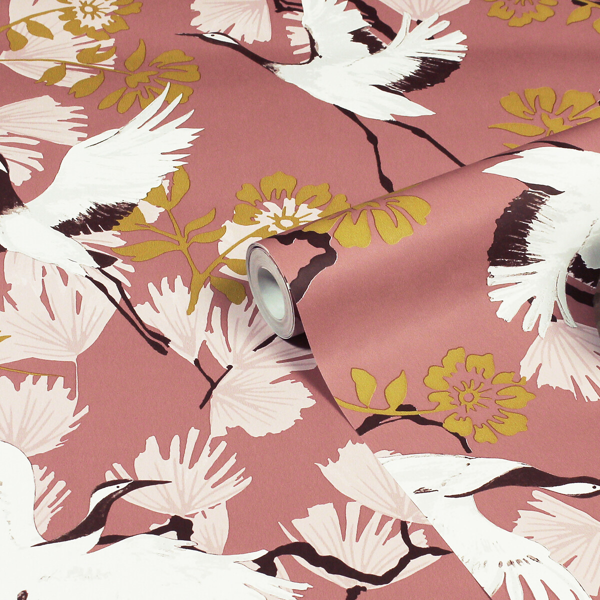 10m Demoiselle Botanical Printed Wallpaper blush pink, FURN.