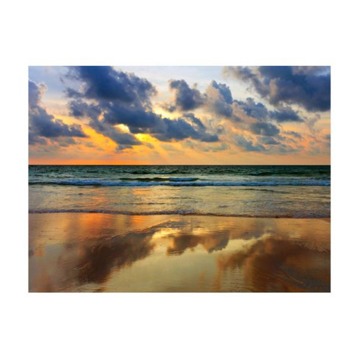 Papier peint intissé panoramique Paysage Coucher de soleil coloré sur la mer bleu, EDEN