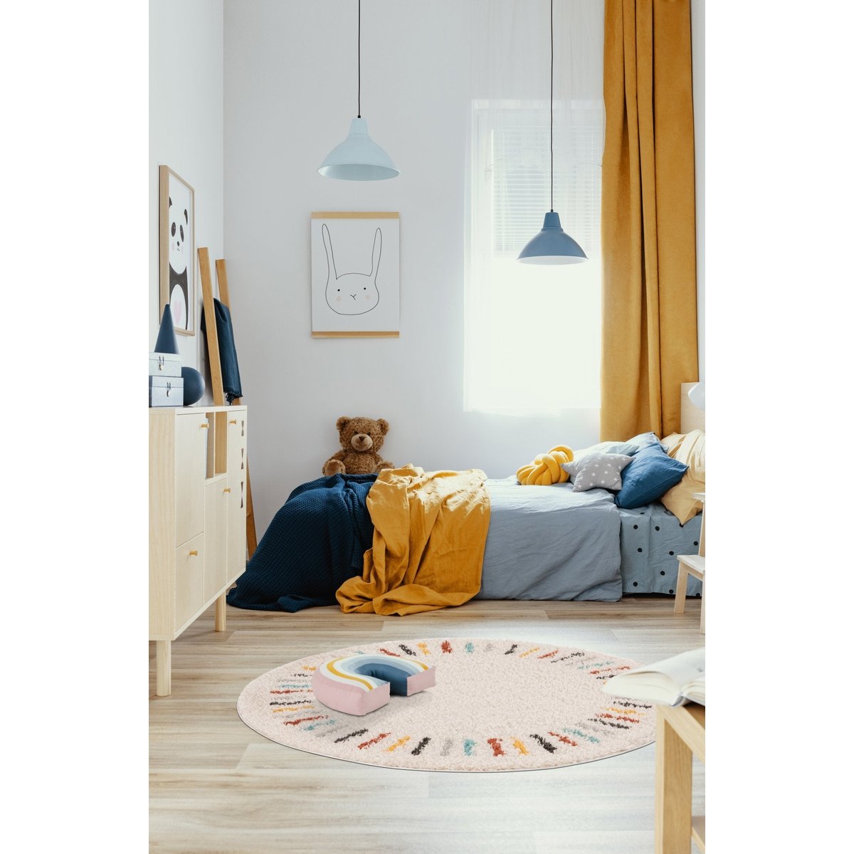 Tapis enfant rond tout doux ARPEGE beige sable, AFK LIVING