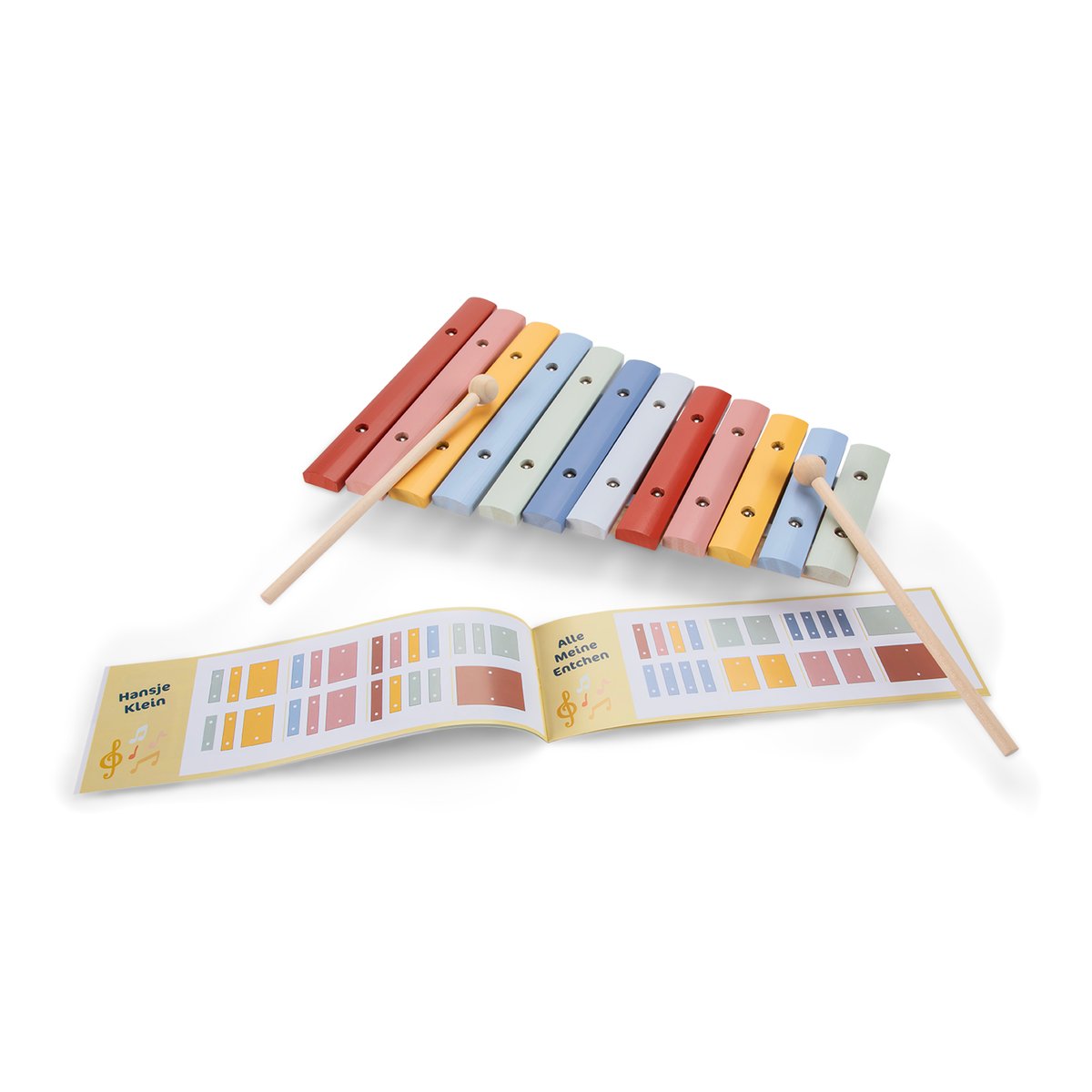 Xylophone en bois 12 tons multicolore, NEW CLASSIC TOYS