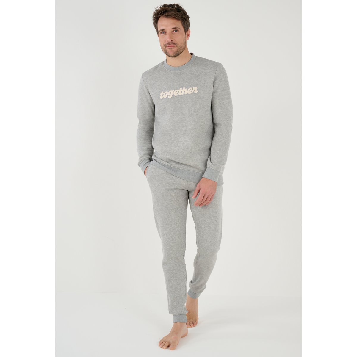 Sweatshirt Thermolactyl en molleton gris chiné, DAMART