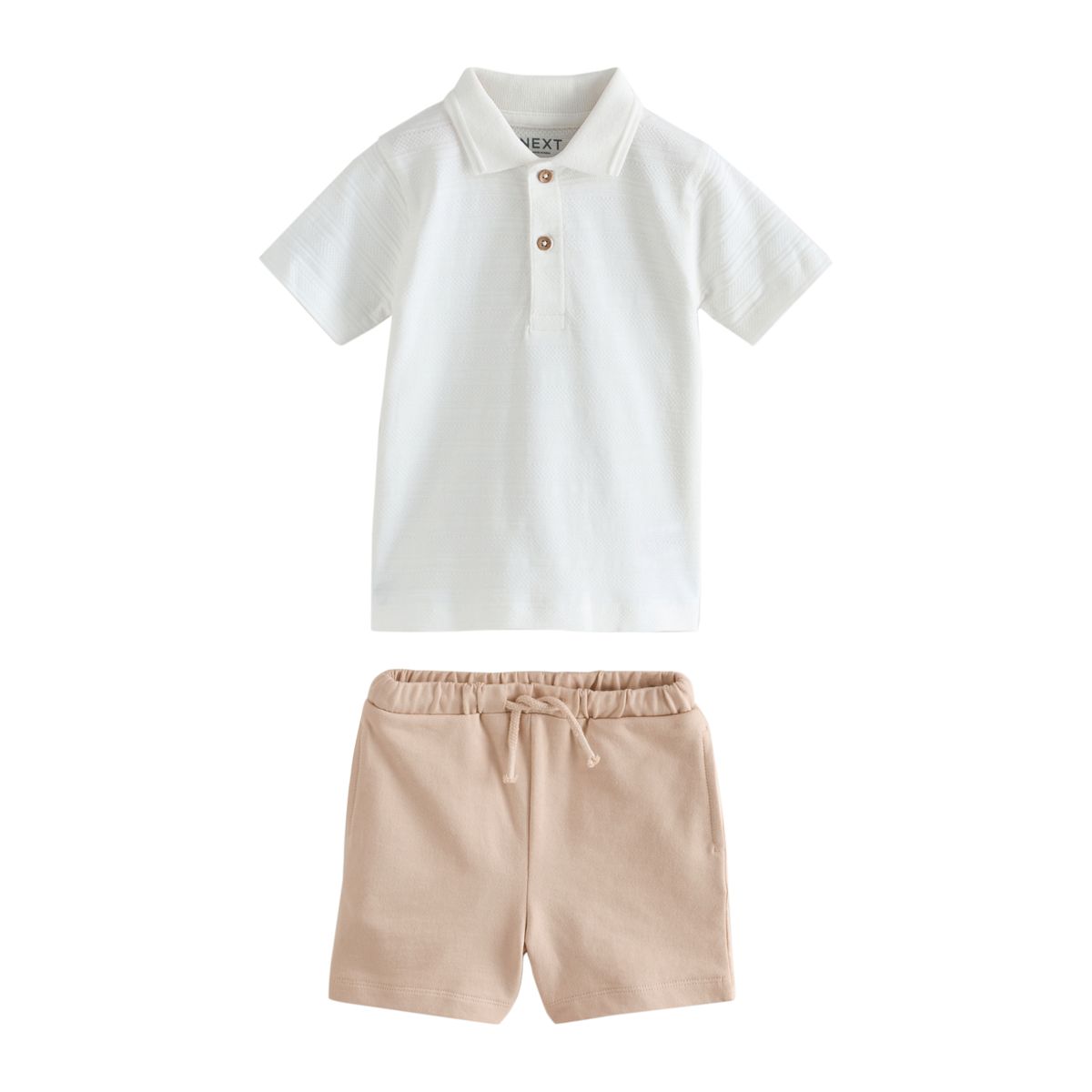 Short et polo texturés à manches courtes blanc, NEXT