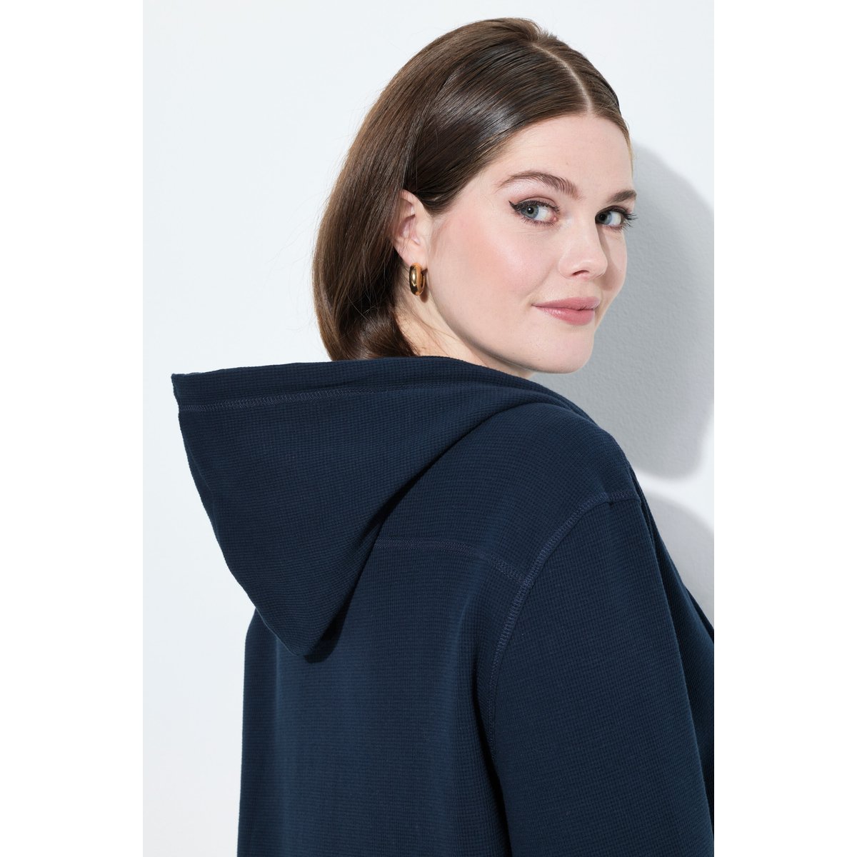 Veste à capuche en molleton de coton bio marine, ULLA POPKEN