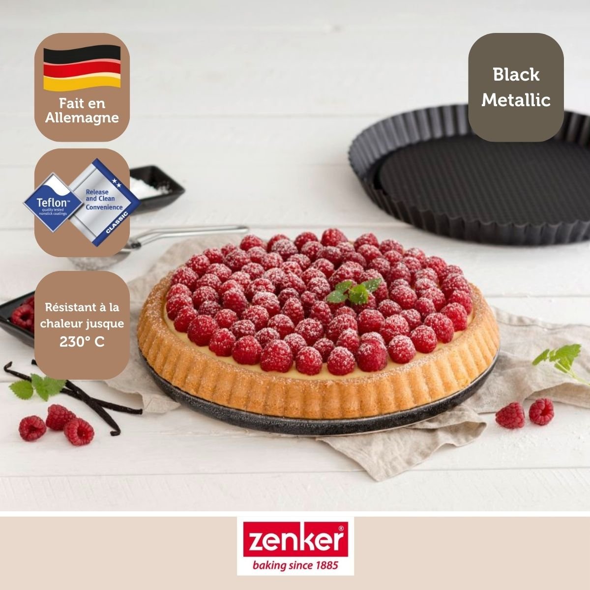 Moule à tarte renversée BLACK METALLIC noir, ZENKER