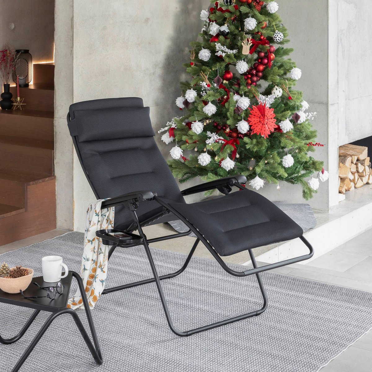 Fauteuil relax matelassé 0 gravité - RSX CLIP noir acier, LAFUMA MOBILIER