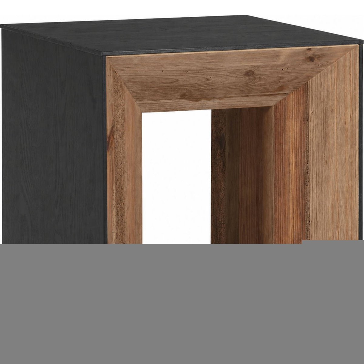 Table d'appoint en pin, Style industriel naturel vieilli et noir, RECOLLECTION