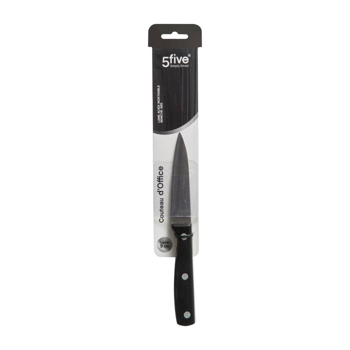 Couteau d'office lame ESSENTIEL BLACK noir, 5FIVE SIMPLY SMART