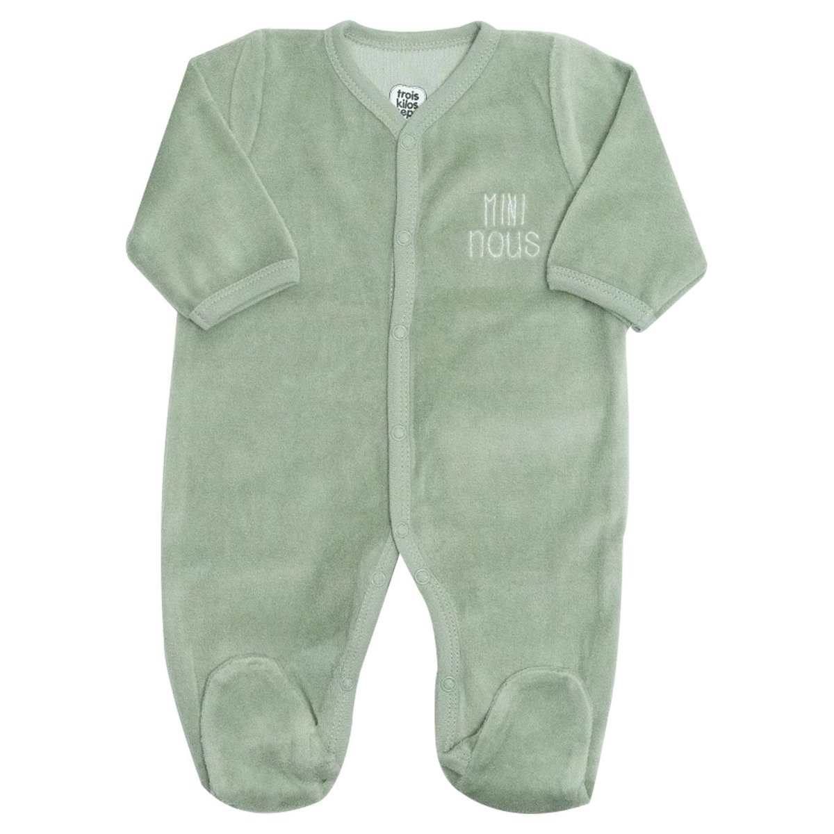 Dors-bien en velours "Mini Nous" Olive verde, TROIS KILOS SEPT