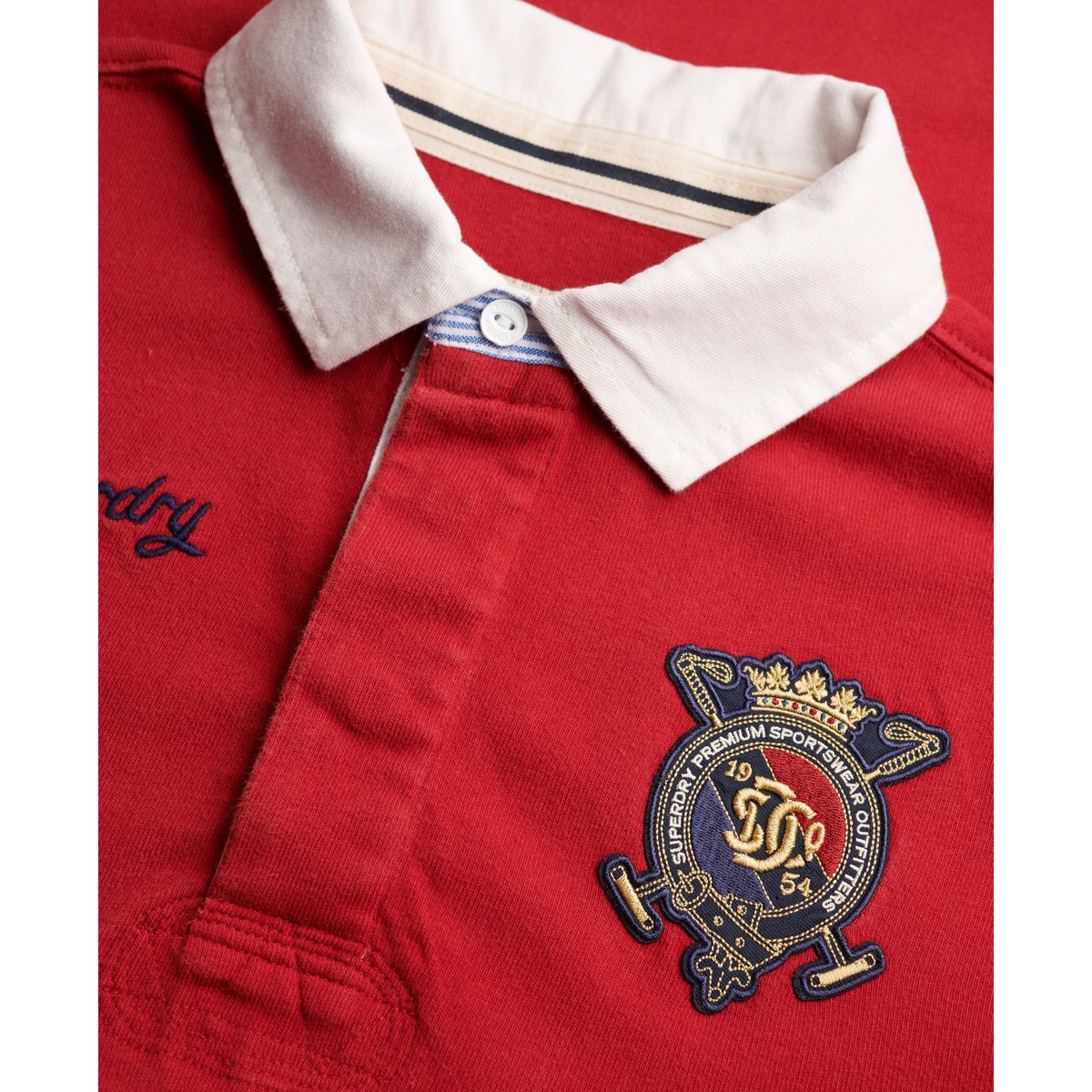 Haut de rugby à double emblème rouge prep, SUPERDRY