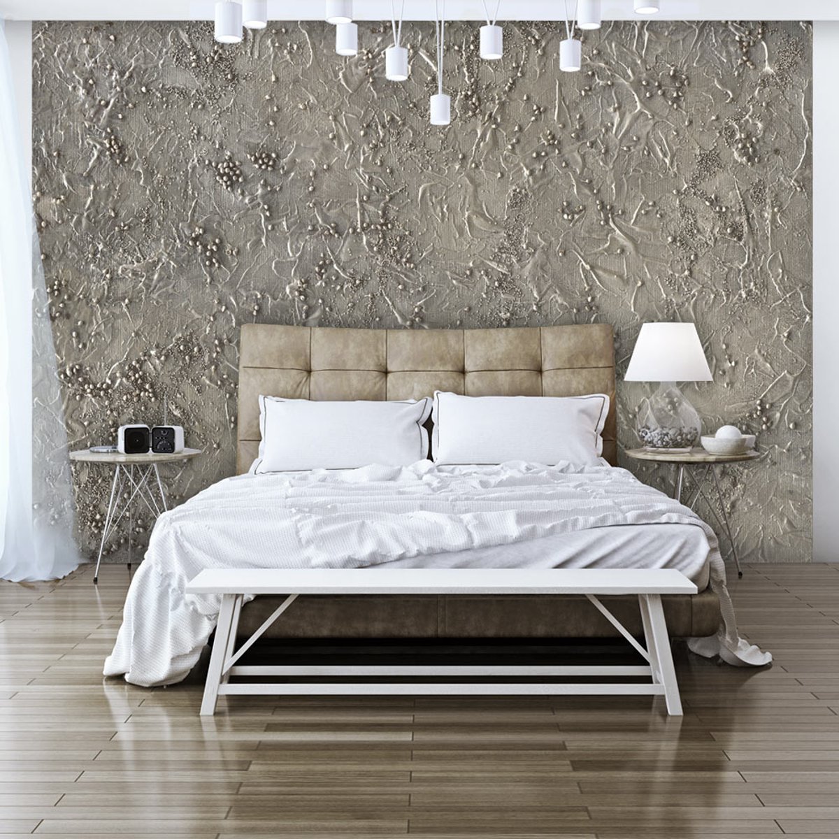 Papier peint intissé panoramique Silver Serenade gris / argent, EDEN