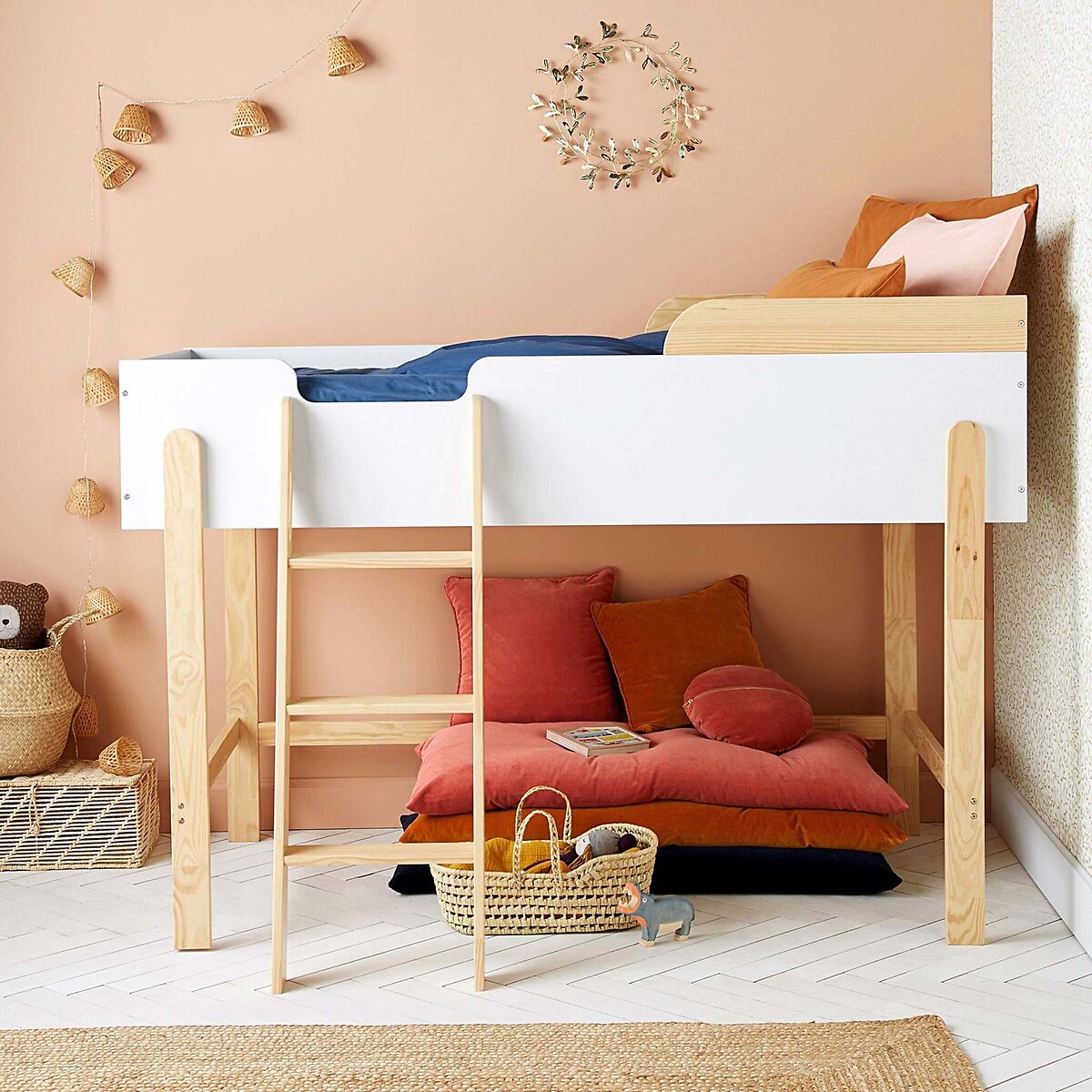 Lit mi-hauteur, Arturo blanc/bois, LA REDOUTE INTERIEURS