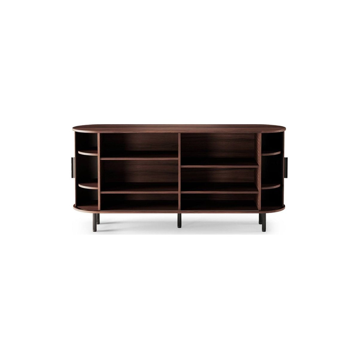 Buffet arrondi à lamelles collection EPIQUE noyer foncé et noir, RECOLLECTION