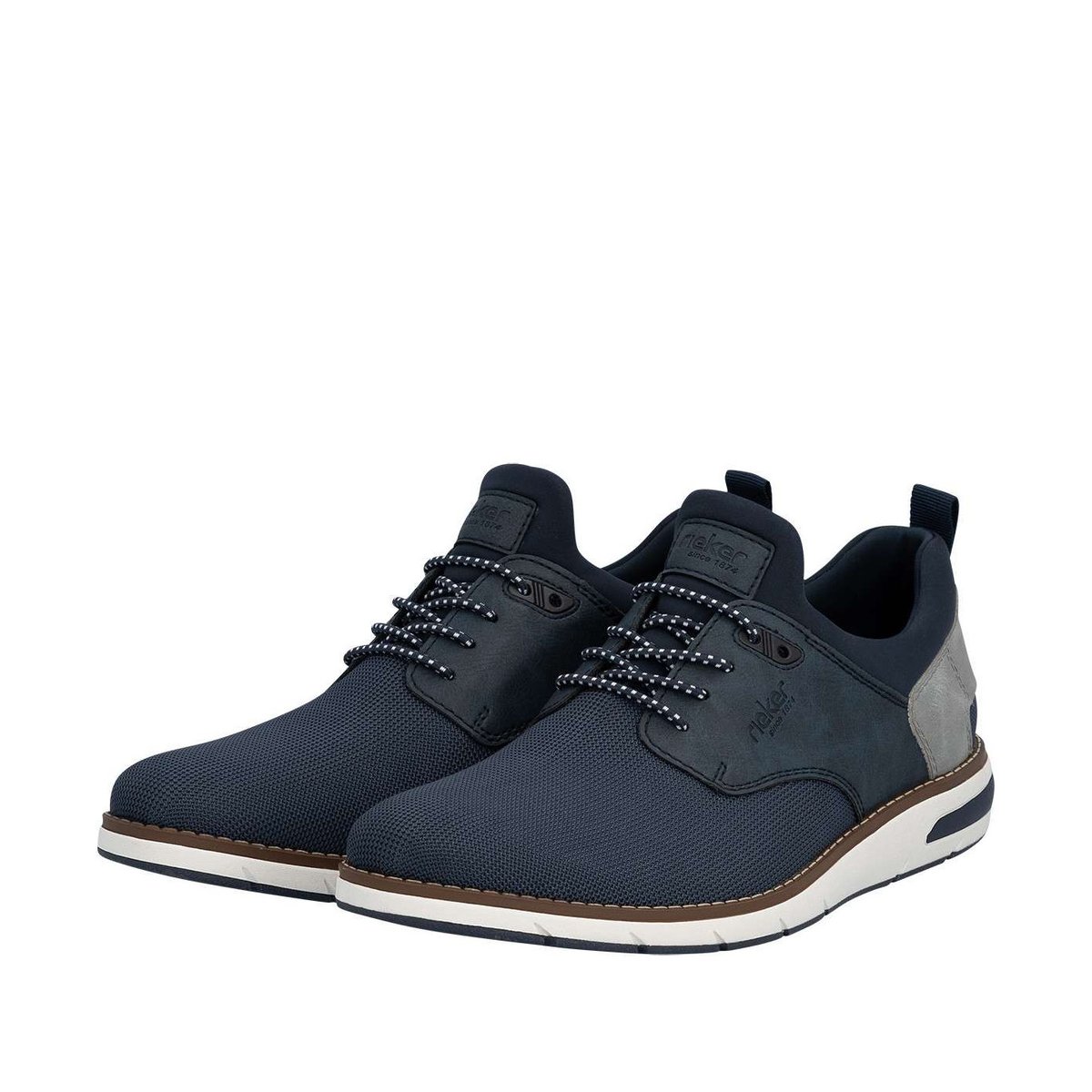 Sneakers bleu marine à talon plat avec une fermeture slip-on bicolore bleu foncé, RIEKER
