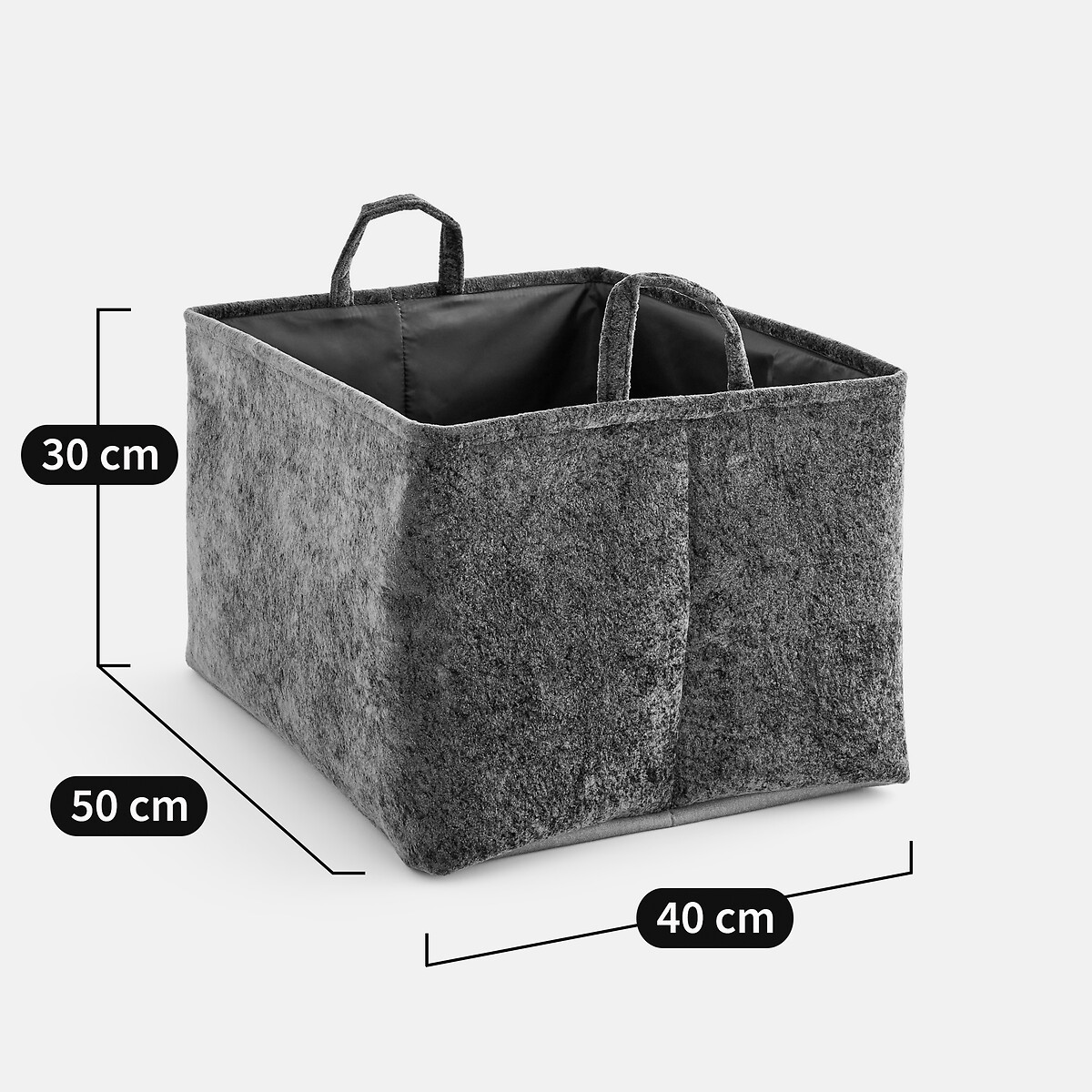 Otelo Velour Rectangular Basket dark green, LA REDOUTE INTERIEURS