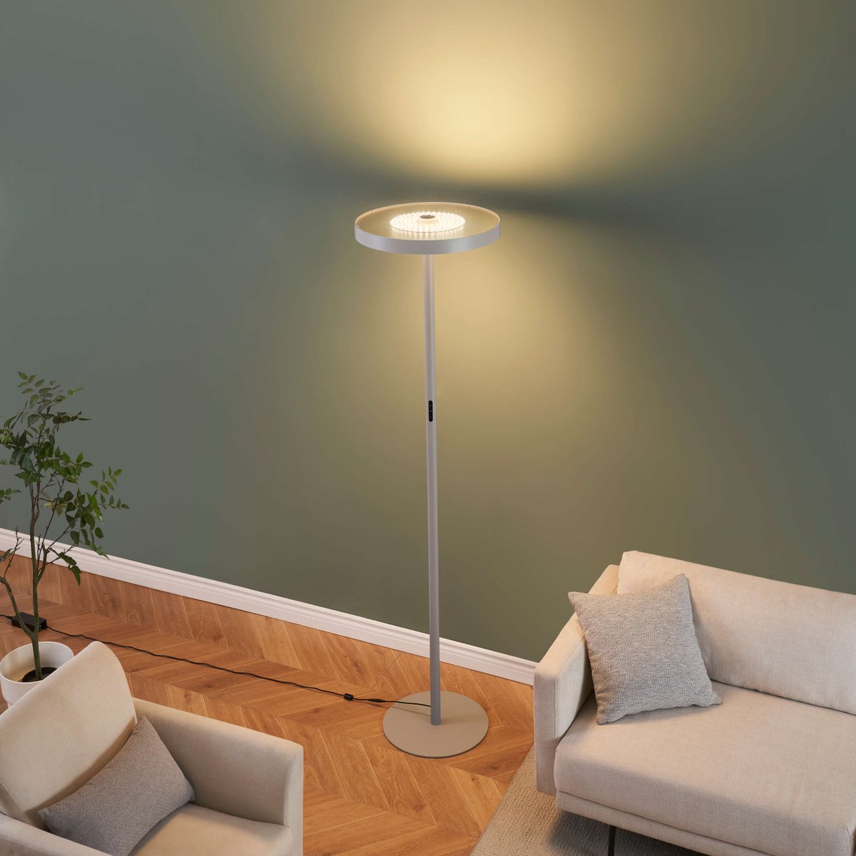 Lampadaire LED tactile moderne - NOLAN argenté / chromé, KOSILUM