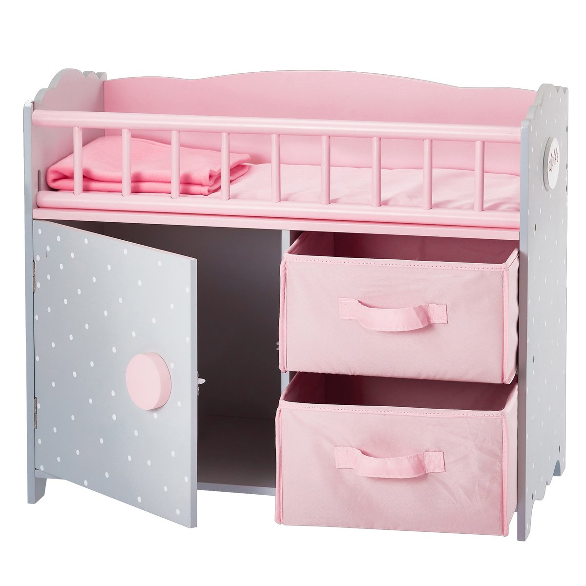 Berceau poupée avec rangement, Bois, POLKA DOTS PRINCESS rose, TEAMSON KIDS
