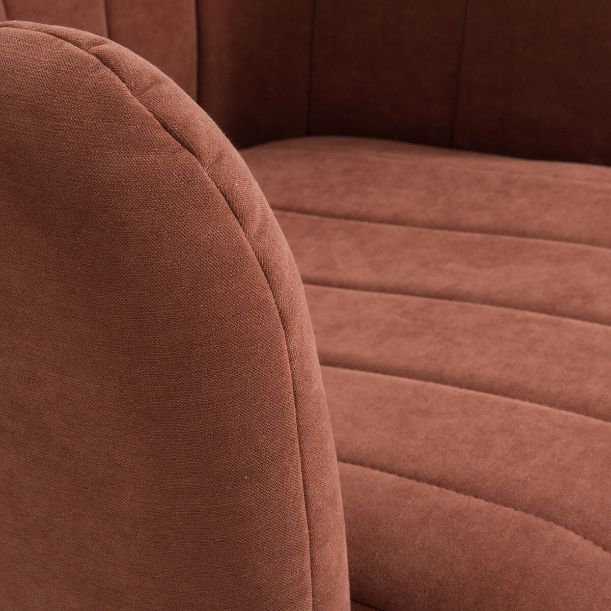 Sillón bajo de terciopelo, Douna terracota, LA REDOUTE INTERIEURS