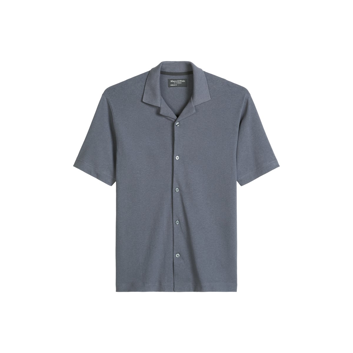 T-shirt en jersey à manches courtes regular en coton et lin mélangés gris foncé, MARC O'POLO