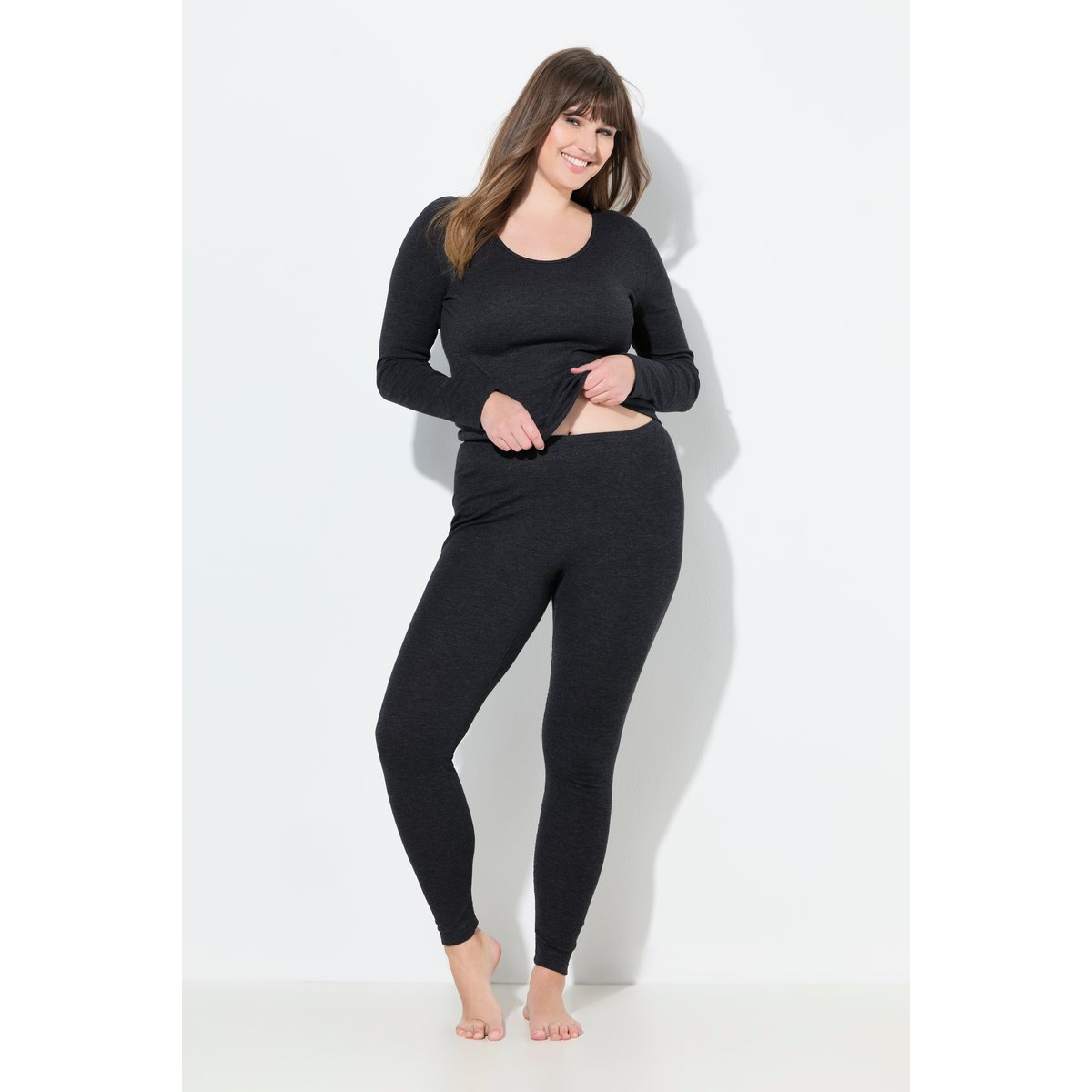 Legging thermique slim à taille élastique noir, ULLA POPKEN