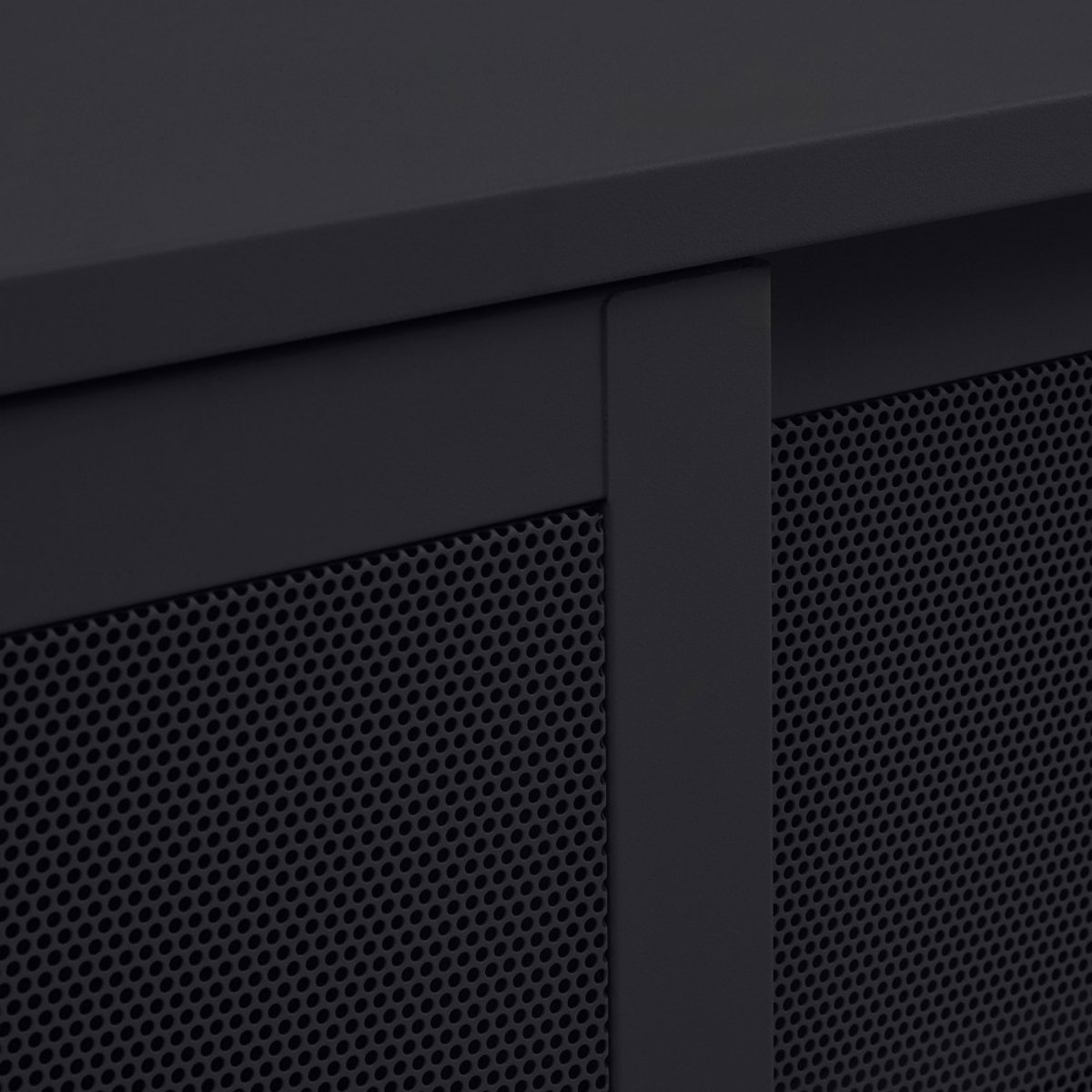 Meuble TV 2 portes, 2 niches en métal L160cm- KISO noir, DRAWER