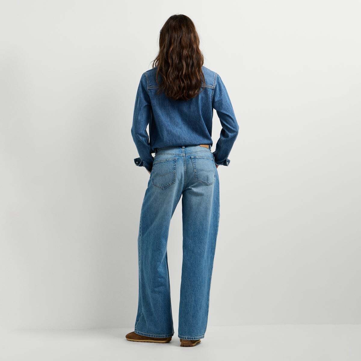 Lina - Jean Coupe Large, Taille Moyenne 12oz bleu rigide denim, PEPE JEANS