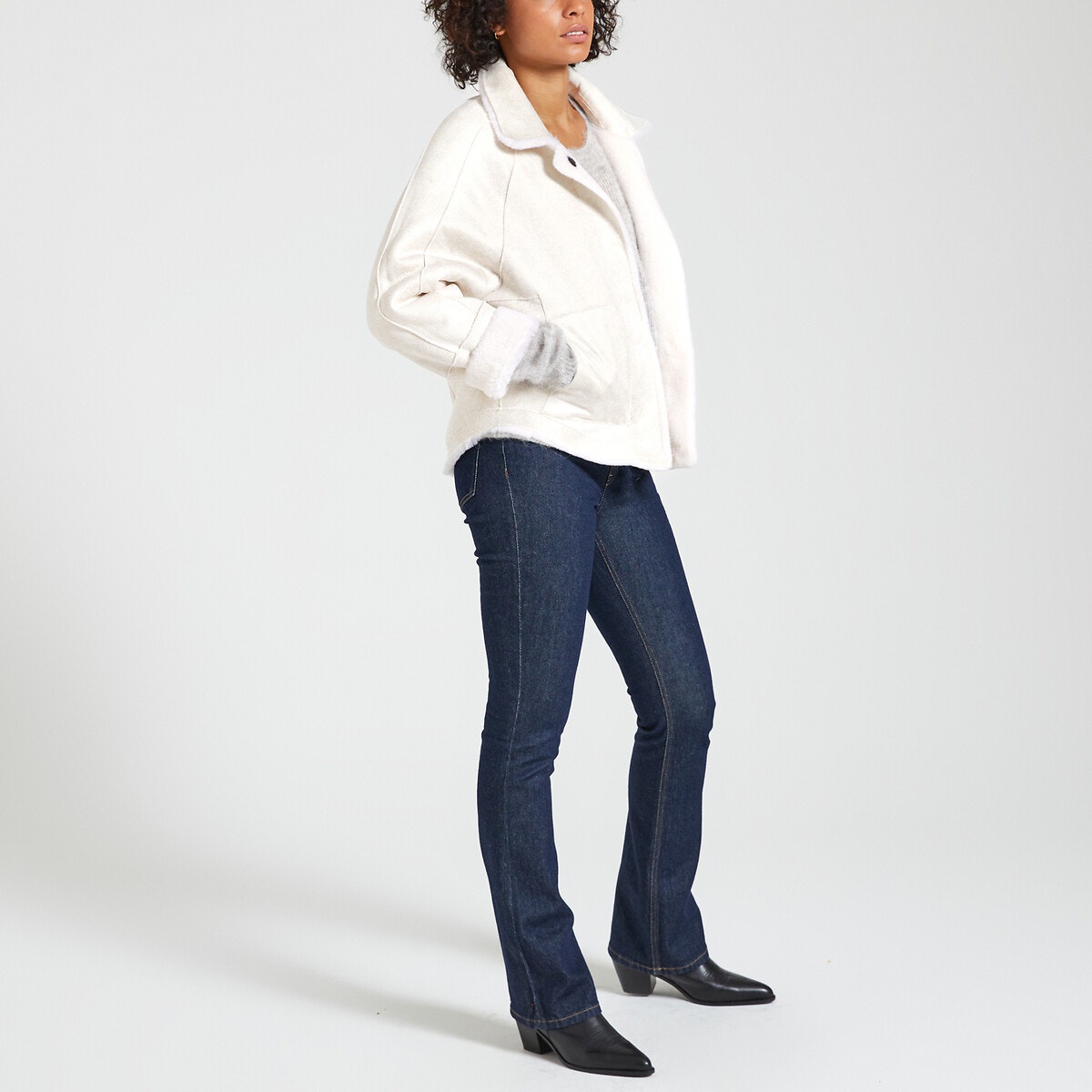 Blouson réversible court en bouclette HELEN ecru, OAKWOOD