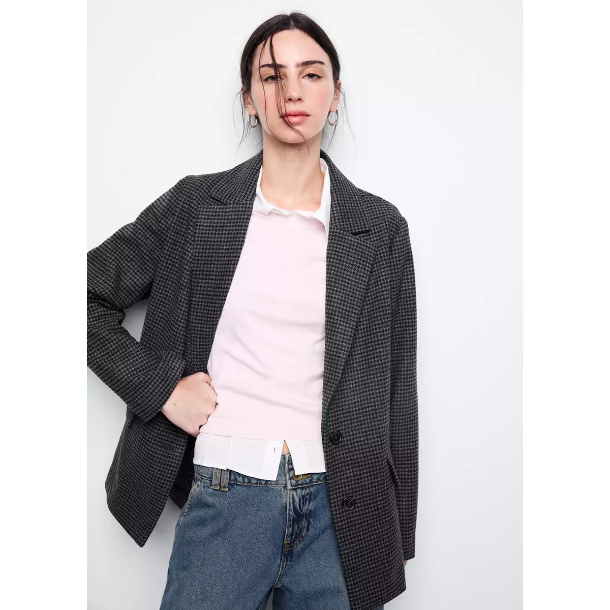 Blazer laine mélangée bleu marine, MANGO TEEN