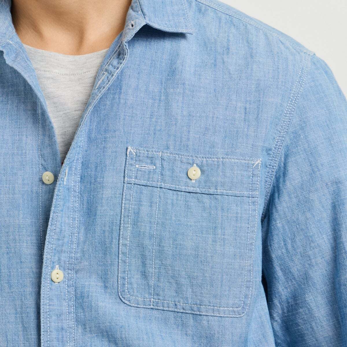 Chemise Chambray Coupe Regular bleu indigo moyen, PEPE JEANS