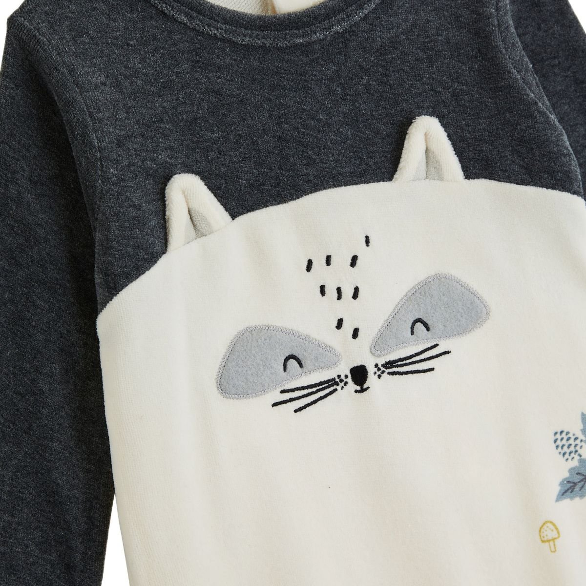 Pyjama bébé en velours Québec gris, PETIT BEGUIN