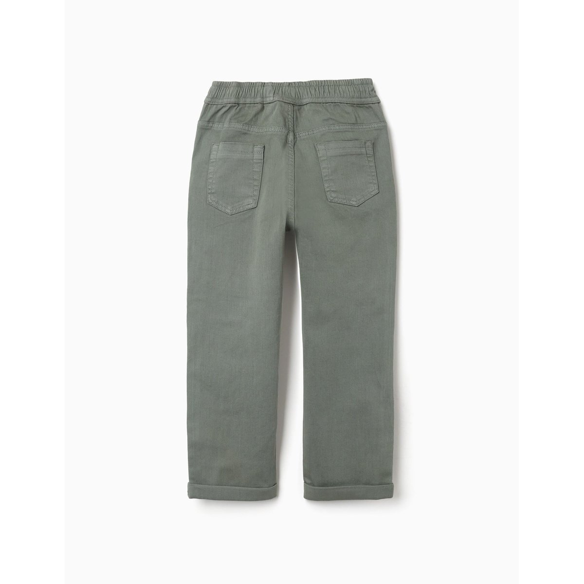 Pantalon en sergé ajusté avec cordon vert foncé, ZIPPY