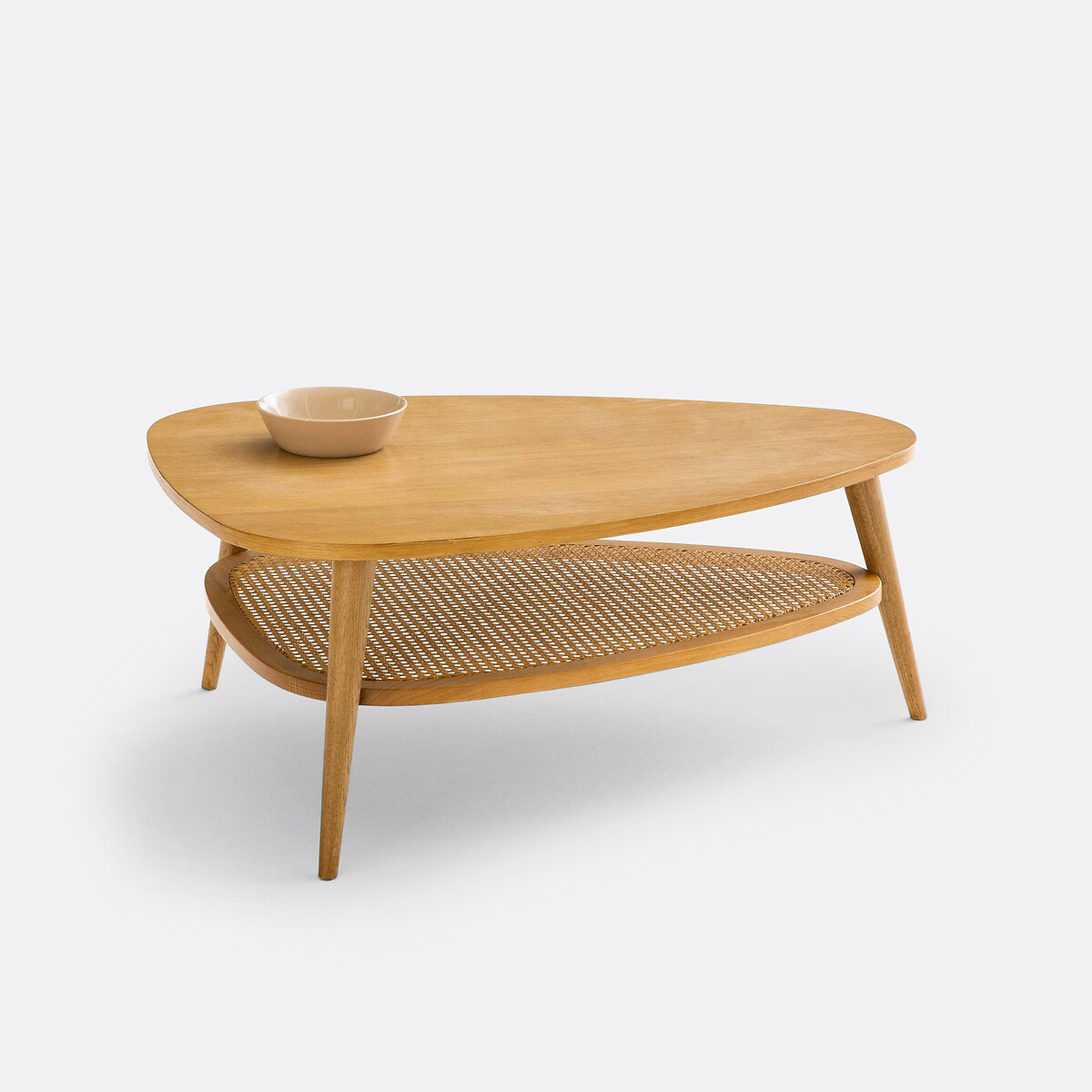 Table basse vintage chêne, plaqué, cannage, Quilda chêne, LA REDOUTE INTERIEURS