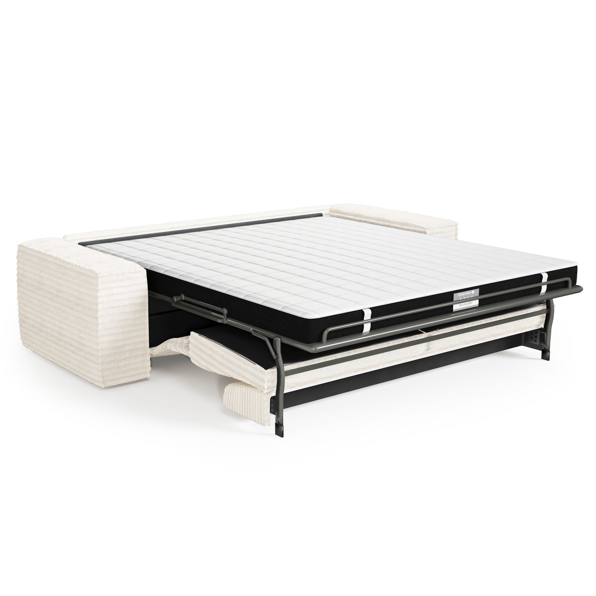 Canapé convertible express 140cm 3 places en velours côtelé JOAN crème, SIA HOME