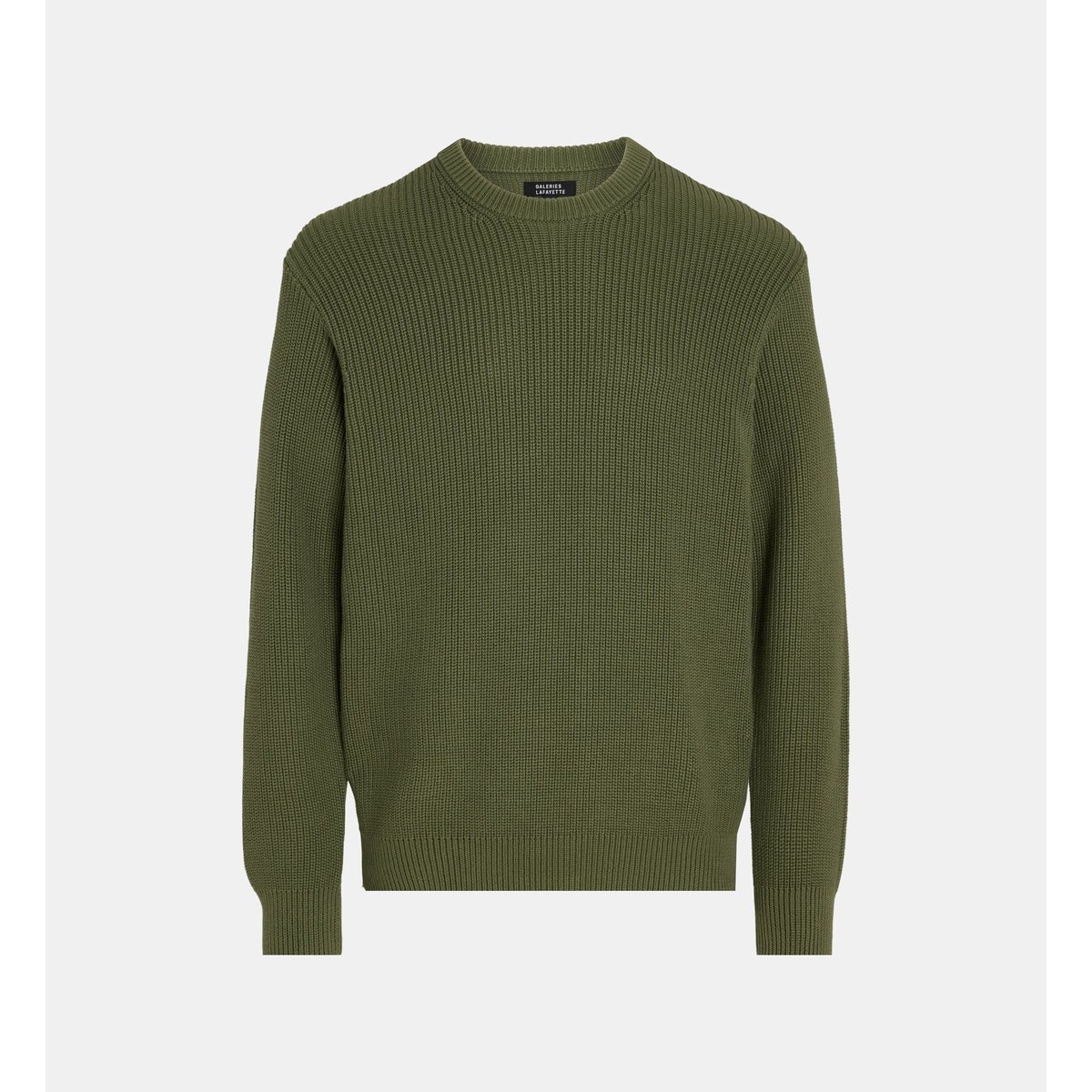 Pull brib droit maille coton bio vert foncé, GALERIES LAFAYETTE