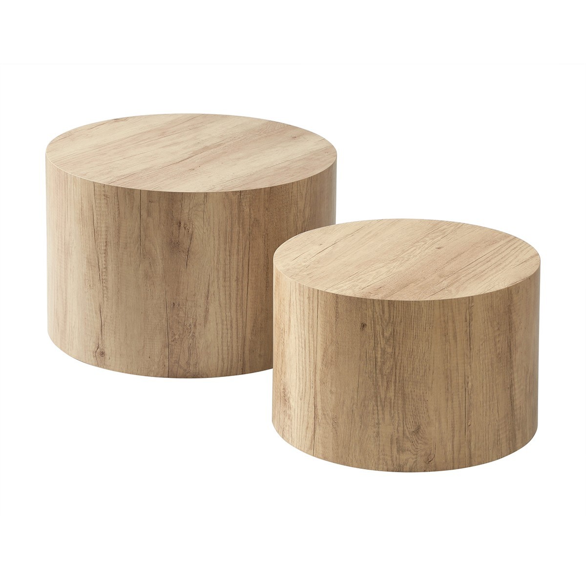 Lot de 2 tables basses rondes empilables - MAIA bois clair, CALICOSY