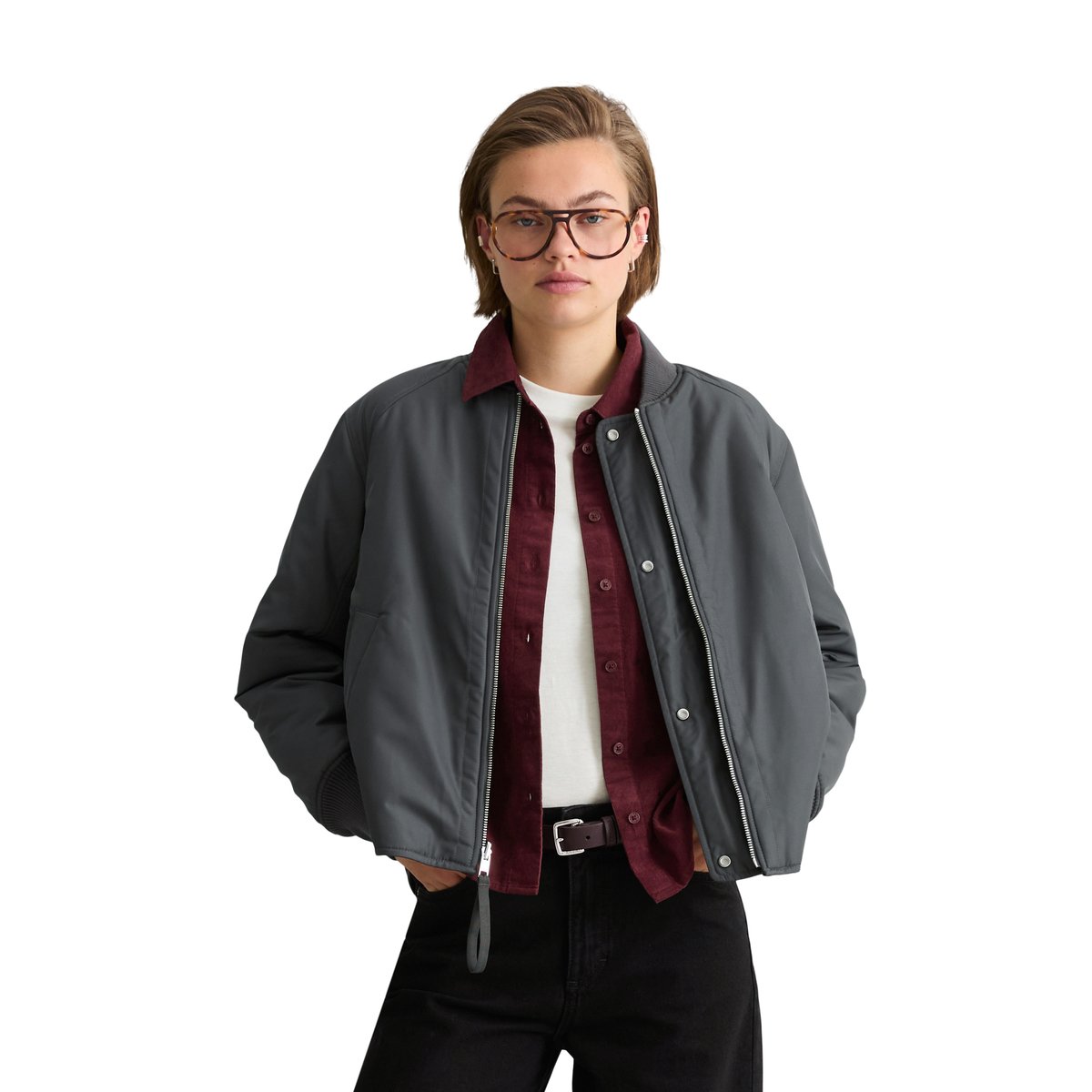 Blouson réversible coupe classique en polyester recyclé gris, MARC O’POLO DENIM