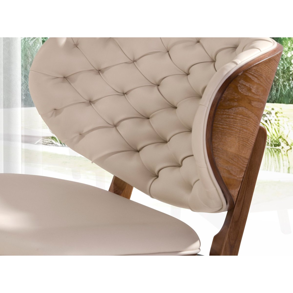 Fauteuil en similicuir sable et noyer sable | noyer, ANGEL CERDA