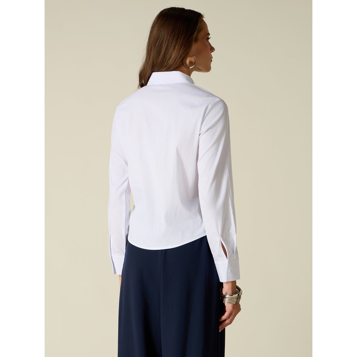 Chemise courte avec cristaux blanc, OLTRE