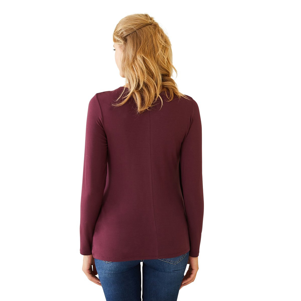 T-shirt grossesse et allaitement pans croisés aubergine, VERTBAUDET