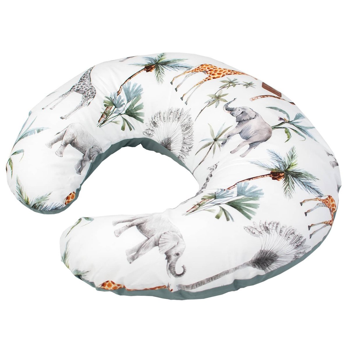 Petit coussin d'allaitement ergonomique + housse SAFARI safari, vert, gris, blanc, SEVIRA KIDS