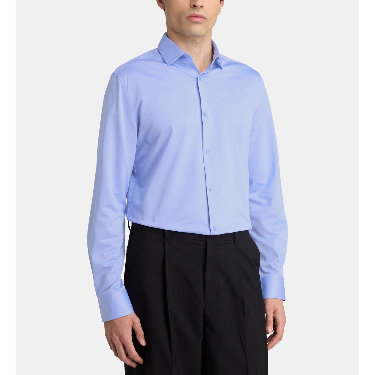 Chemise oxford droite stretch hoxtek en coton mélangé bleu clair, GALERIES LAFAYETTE