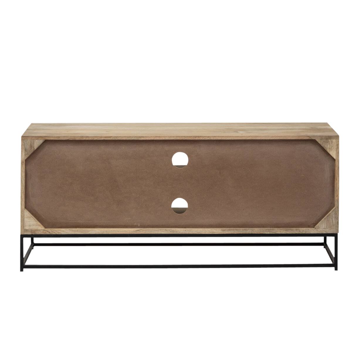 Meuble TV en bois de manguier et cannage RIM noir, MADE IN MEUBLES