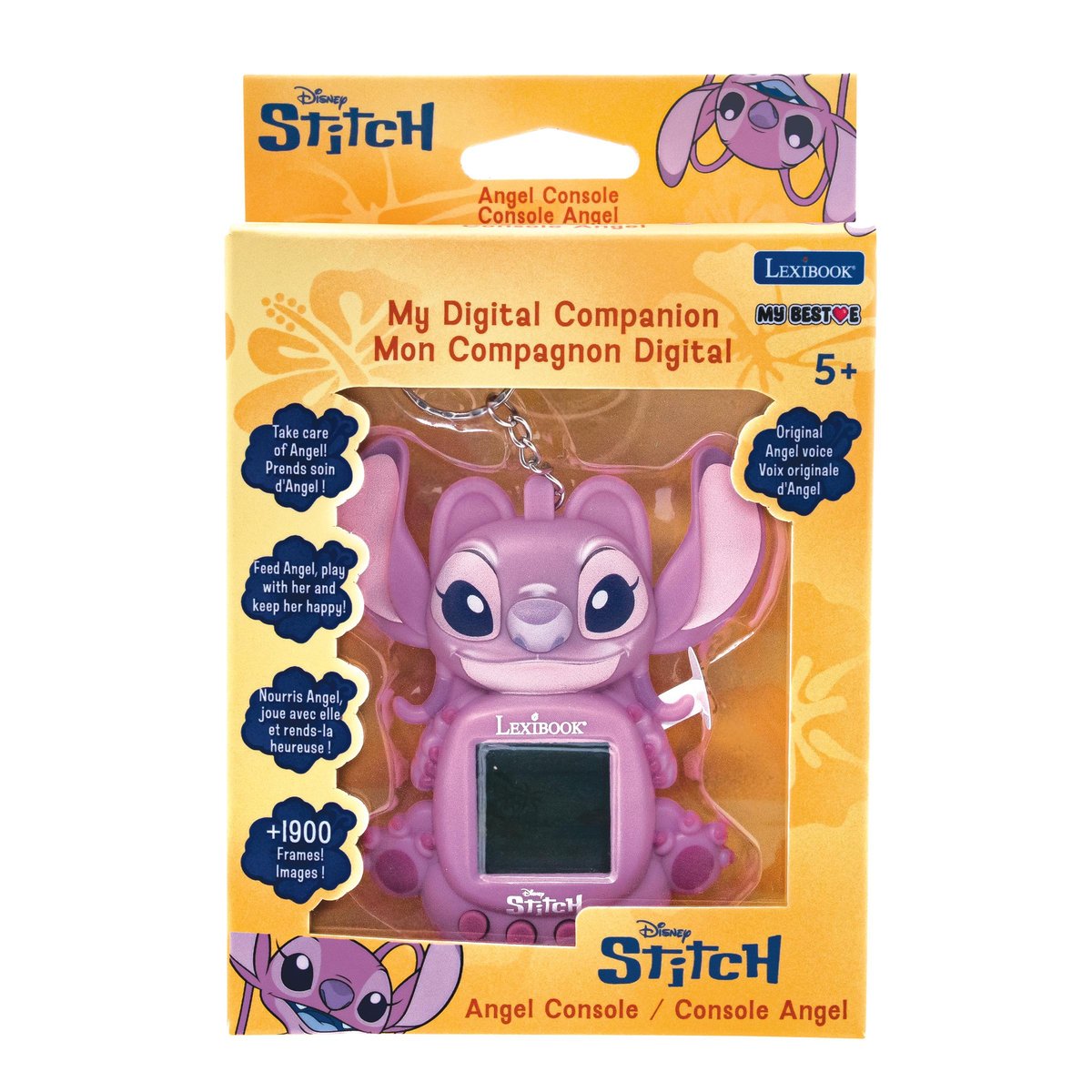 Console Angel My Best-E® avec écran LCD comprenant 3 jeux de l'univers Stitch violet, LEXIBOOK