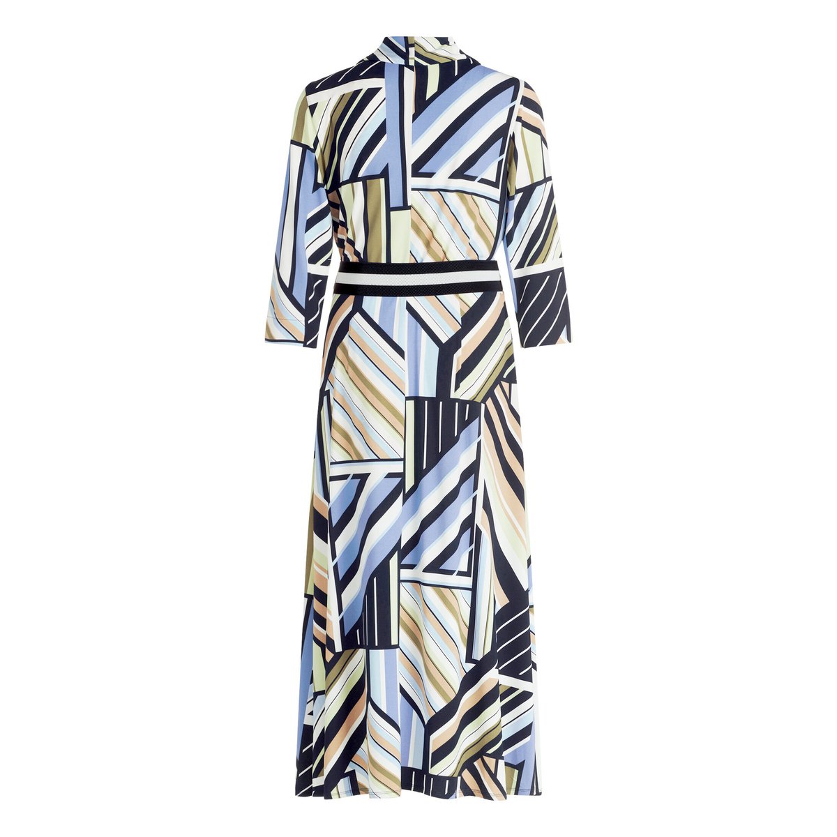 Robe longueur midi à volant bleu/vert, BETTY BARCLAY