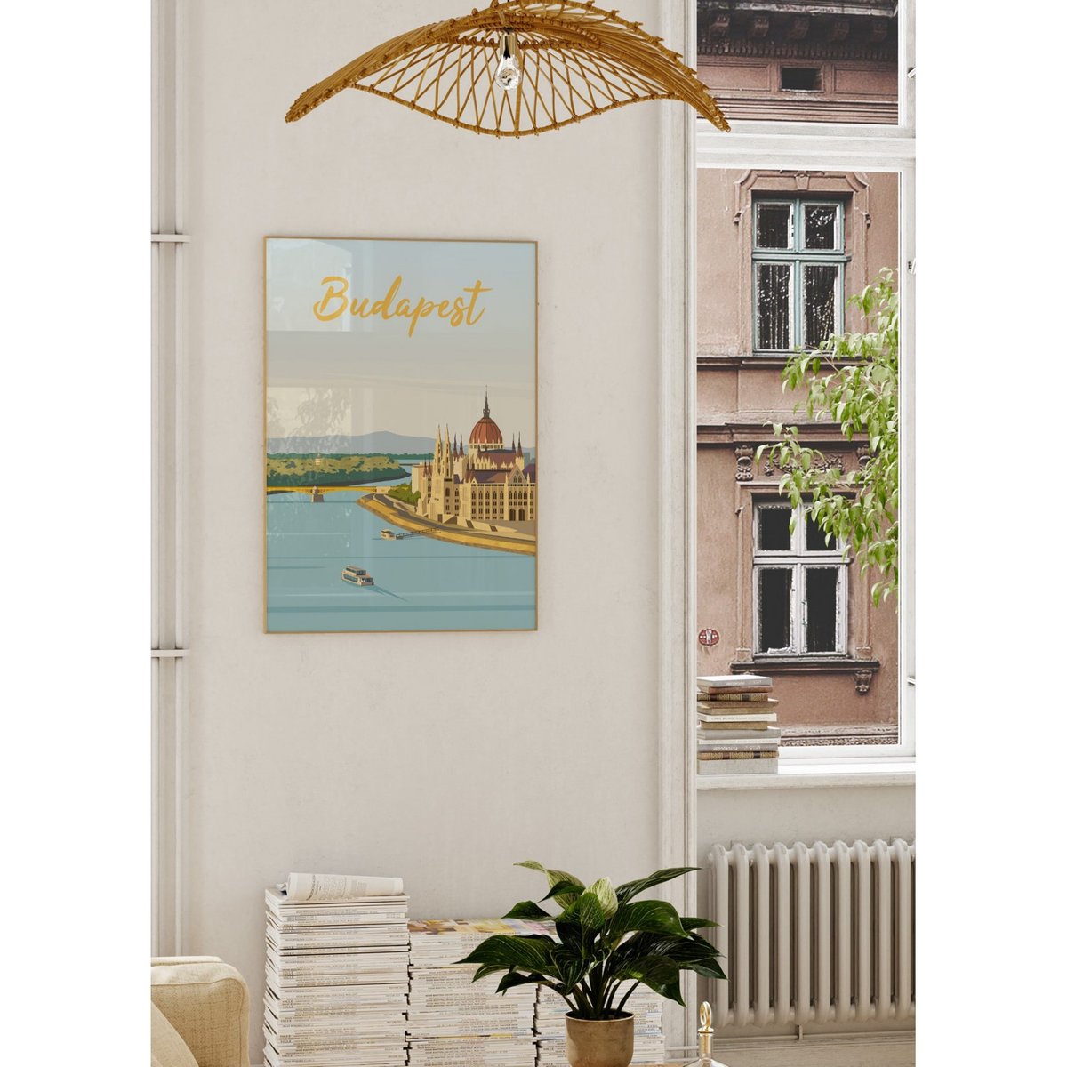 Affiche ville Budapest blanc, L'AFFICHERIE