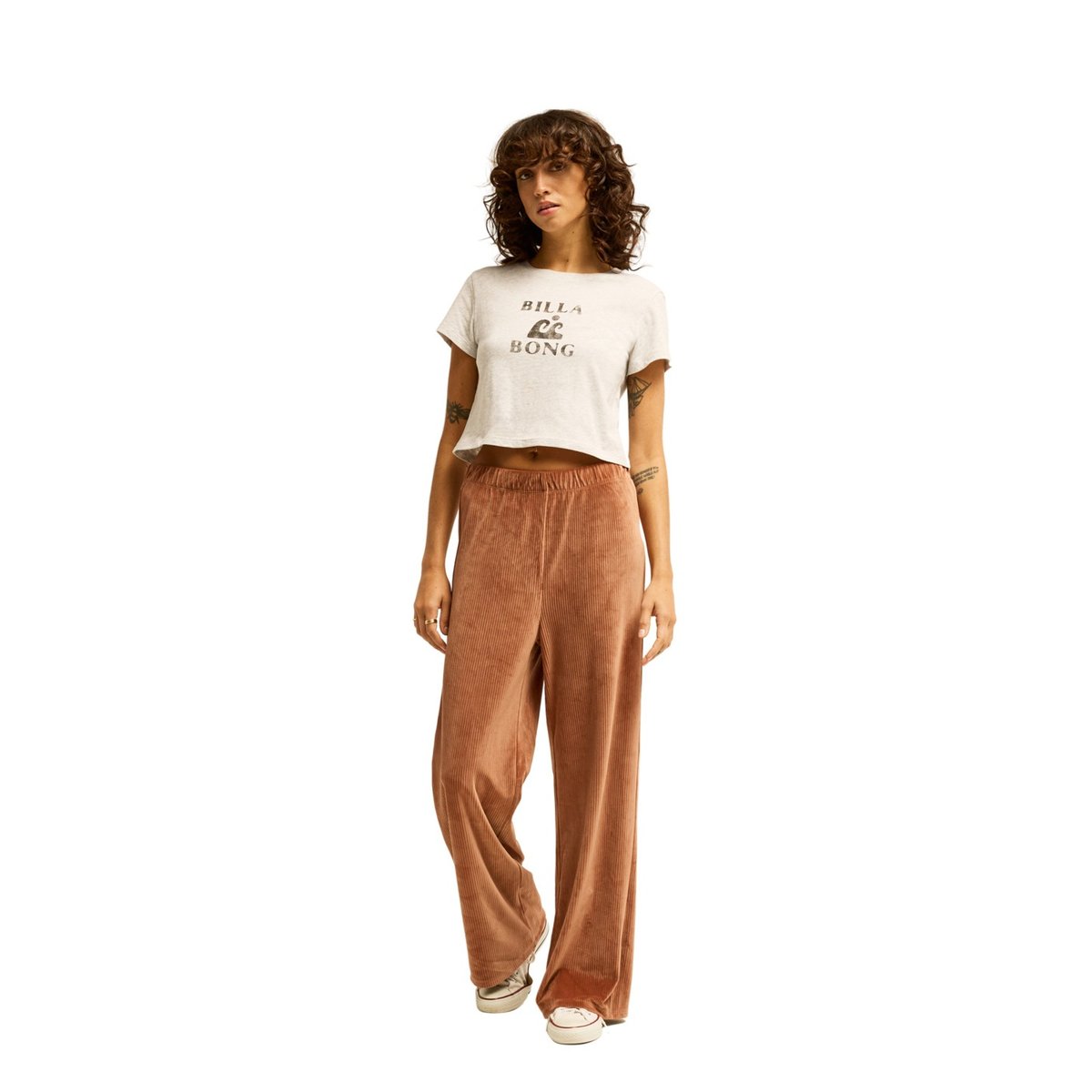 T shirt manches courtes SURFING IN TOWN CROP gris grey heather, BILLABONG